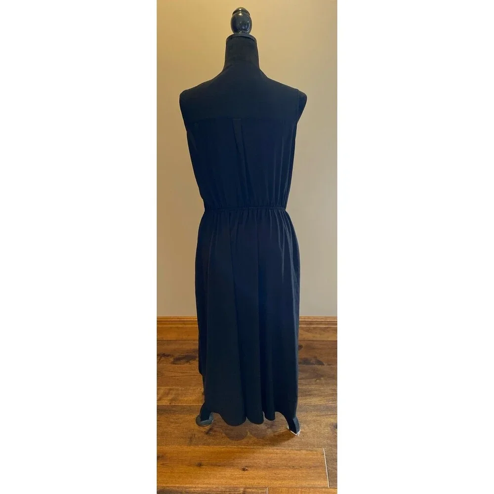 Swimsuit‎ Coverup Dress Plus Size 1X Black Sheer Button Front Elastic Waist